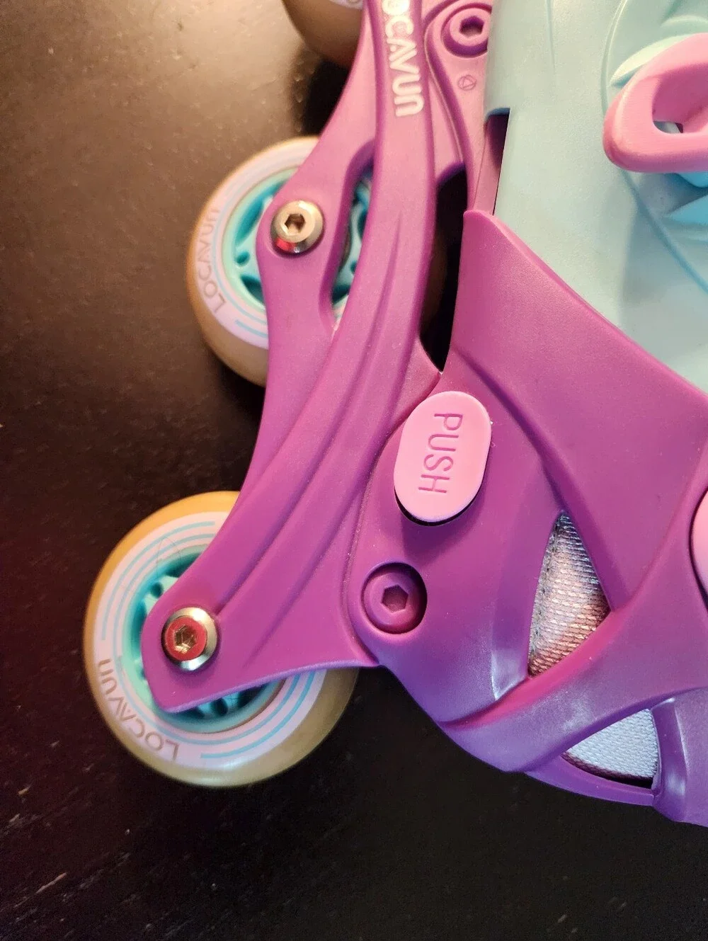 Locavun Adjustable Light Up Kids Inline Roller Skates - Purple & Light Blue